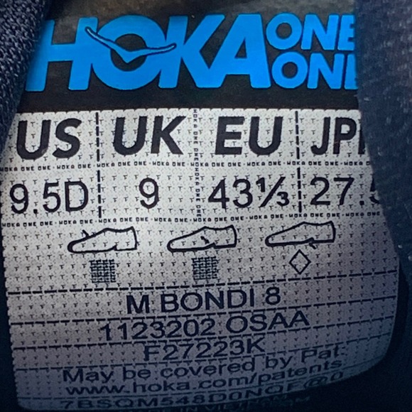 Hoka One Bondi 8 Blue Road Running Shoes Mens 9.5D - Picture 10 of 10